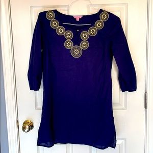 Lilly Pulitzer navy/gold tunic